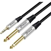 DTECH 3ft 3.5mm to 1/4 Adapter Audio Stereo Cable TRS 1/8 to Dual Quarter Inch TS 6.35mm Y Splitter Guitar AMP Aux Cord for Headphones Jack Laptop Speaker Phone Mixer