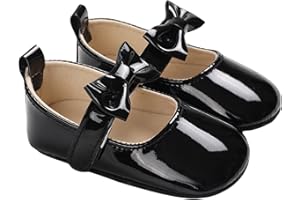 Baby Girls Mary Jane Flats with Bowknot Princess Party Dress Crib Shoes Non-Slip for Toddler First Walkers