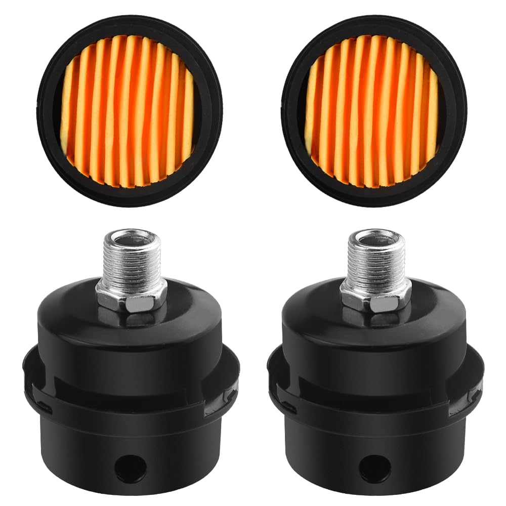 WMYCONGCONG 2 PCS 3/8" PT 16mm Air Compressor Silencer Filter Metal Air Compressor Intake Filter Muffler Silencer w/ 2 PCS Filter Element Replacement