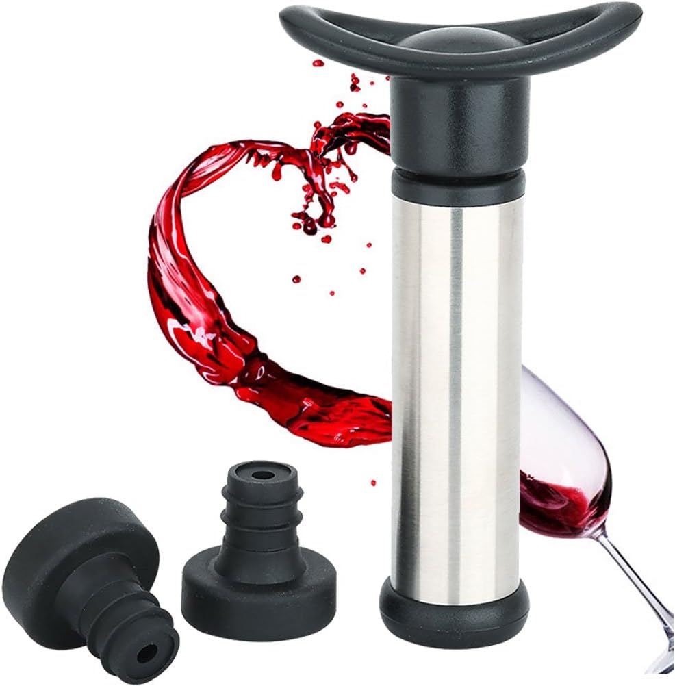 WBSEos Wine Saver Preserver Pump with 2 Vacuum Bottle Stoppers