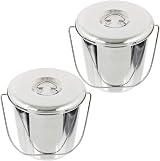 Spares2go 12L Stainless Steel Bucket Pail with Lid - Pack of 2 view 1