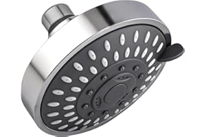 RULNFICHY High Pressure Shower Head - Adjustable Bathroom Fixed Rain Showerhead with Swivel Brass Ball Joint, Self-Cleaning N