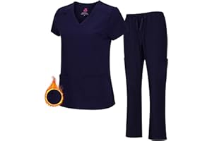 M&M SCRUBS Women's Breathable Cool Stretch Fabric Scrub Top and cargo Pant Set