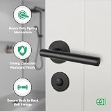 EAI Oliena Black Door Handles with Lock Set 1 Pair 64mm Hinges 54mm Rose view 4