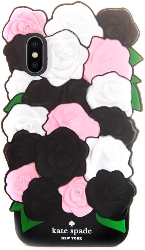 Soft Silicone 3D Phone Case for iPhone X iPhoneX 2017 Pretty Luxury Designer Cute Pretty Cute Chic High Fashion Delicate Romantic Girls Women (Black Rose)