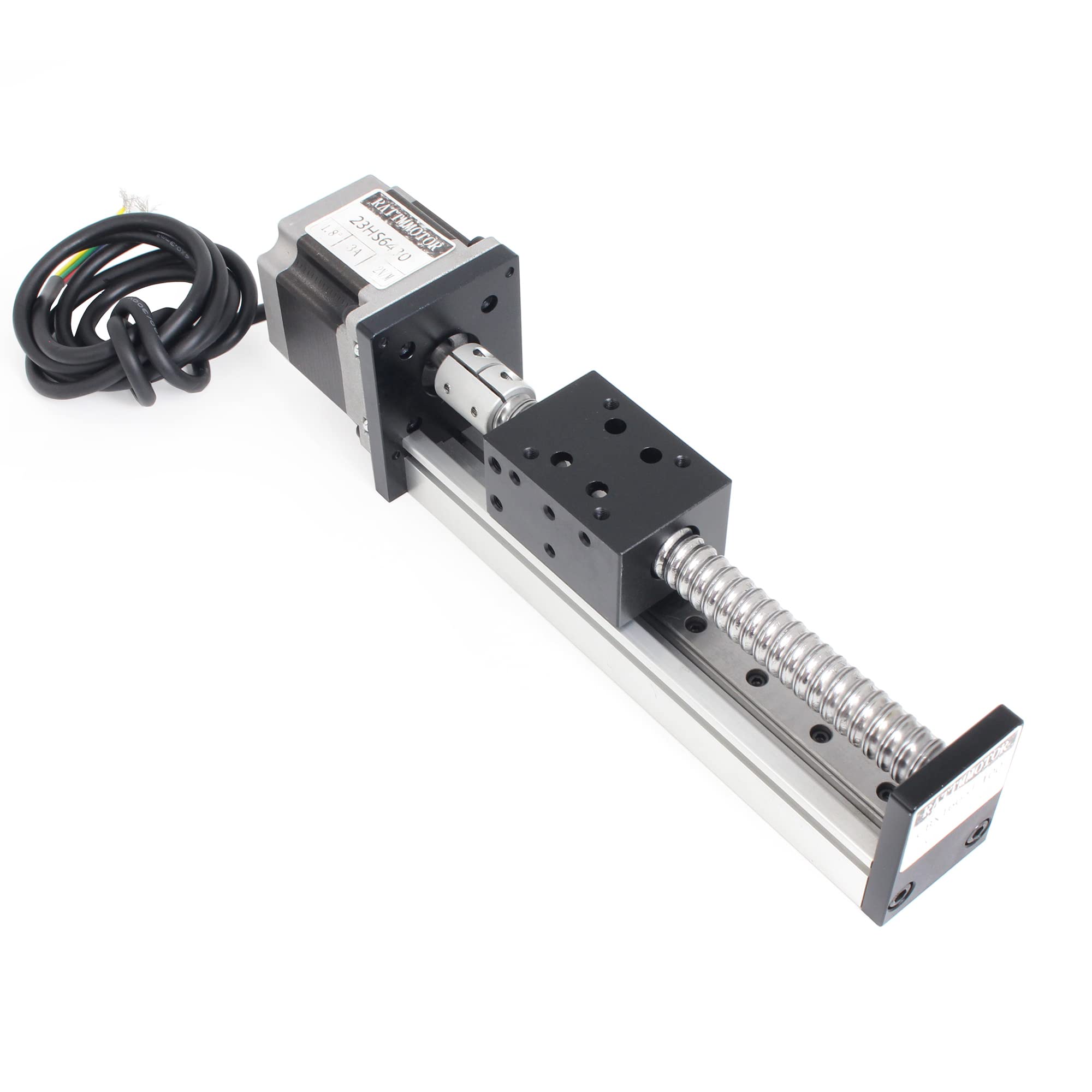 RATTMMOTOR CNC Linear Guide Rail 200 mm Travel Length Linear Actuator Slide Stage Linear Motion Table SFU1605 Ballscrew with NEMA23 Stepper Motor