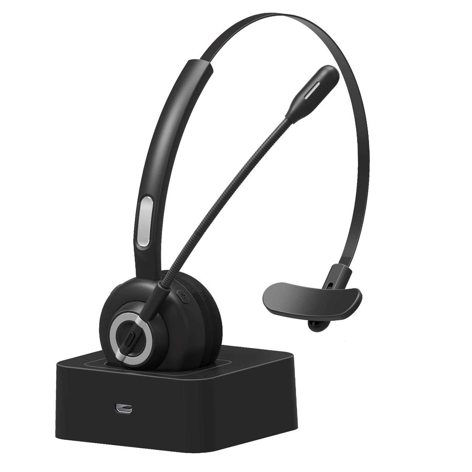 Office Bluetooth Headset with Mic,Wireless Bluetooth Headphone,Noise Cancelling Trucker Bluetooth Headsets,Handsfree Headset with Charging Dock for Call Center,Home,Smartphones,PC