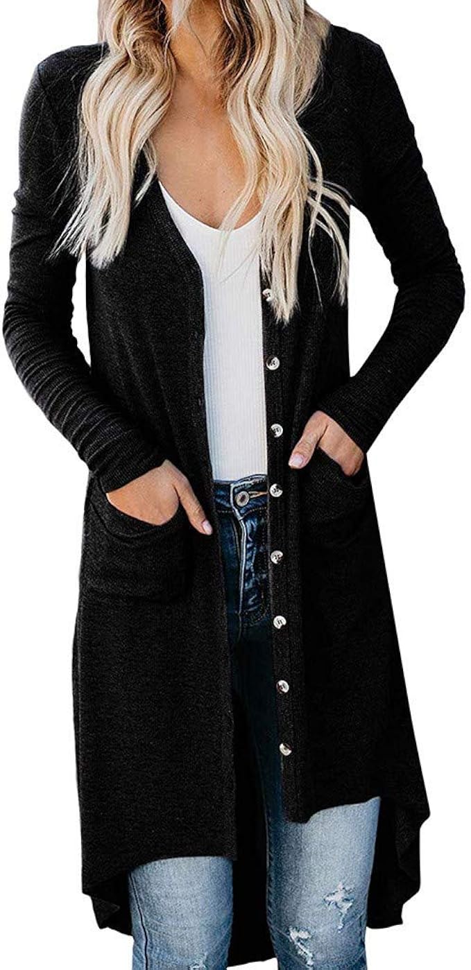 black hooded cardigan with pockets