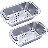 Shinsin 9x5 Meatloaf Pan with Drain Tray, 2-SET Nonstick Baking Loaf Pan for Roasting Meat, Bread, Turkey Meatloaf, Oven-Safe Healthy Baking Pan for Meatloaf, Banana Bread, Sandwich(Silver)