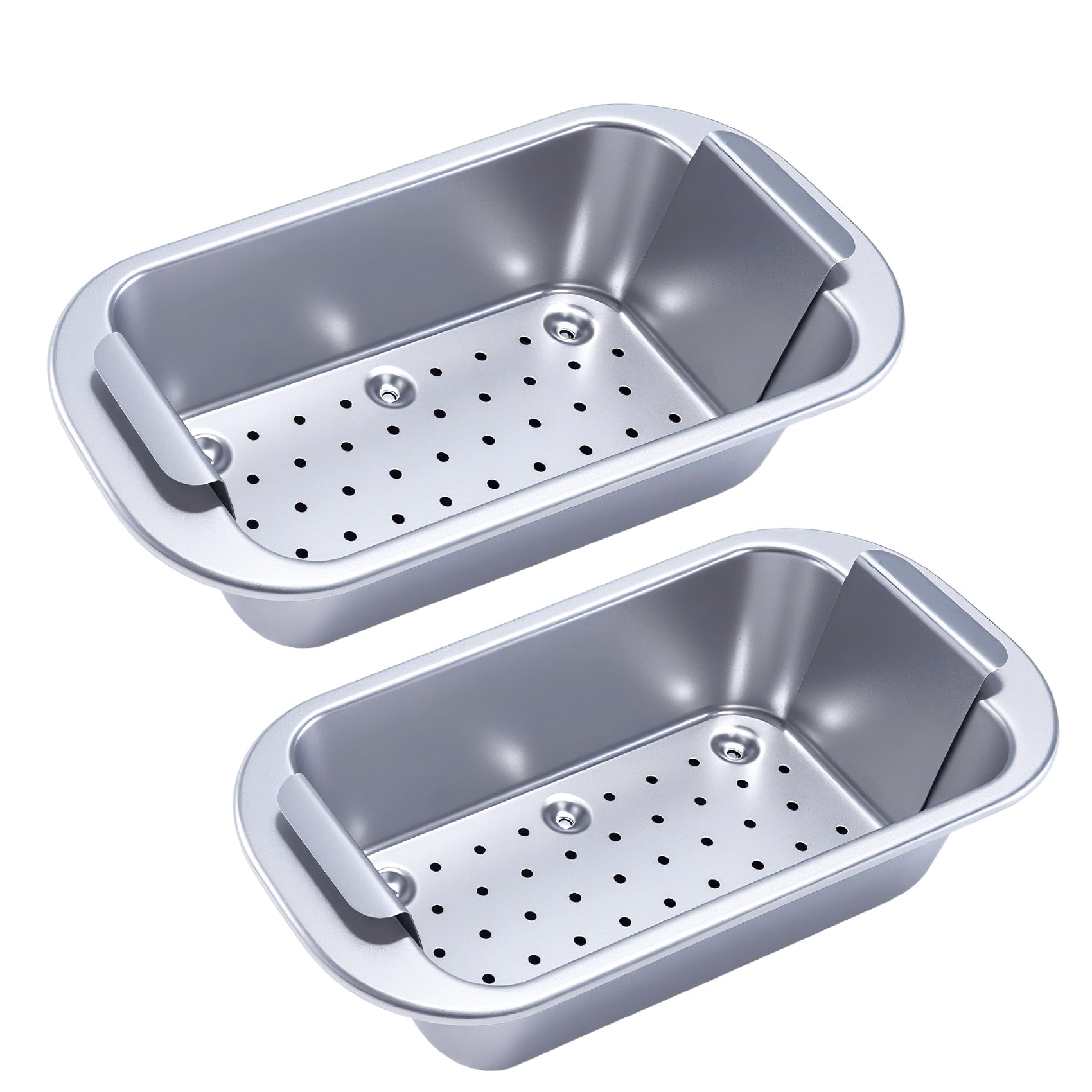 Photo 1 of Shinsin 9x5 Loaf Pan, 2-SET Meatloaf Pan with Drain Tray, Small Bread Pans with Insert Lift, Bakeware Oven-Safe Loaf Baking Mould for Homemade Sourdough & Sandwich Bread, Silver