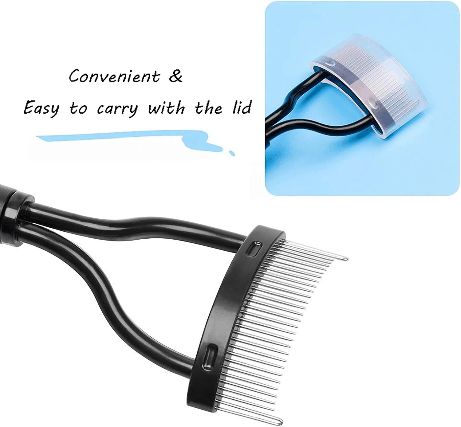 Eyelash Comb MSQ Eyelash Separator Mascara Applicator Eyelash Definer With Comb Cover Arc Designed Cosmetic Brushes Tool Black - Image 3