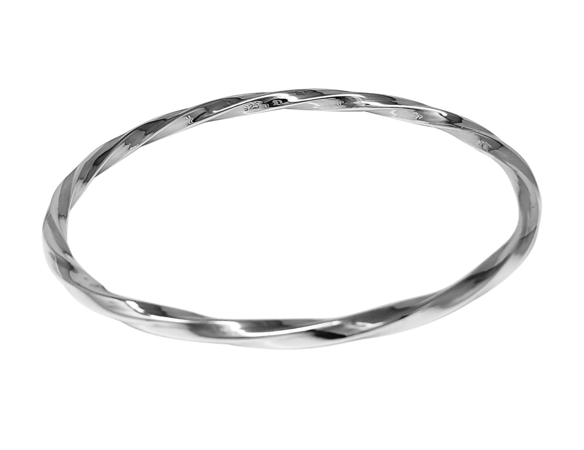 Treasure Bay Elegant Twisted Sterling Silver Bangle Bracelet for Women