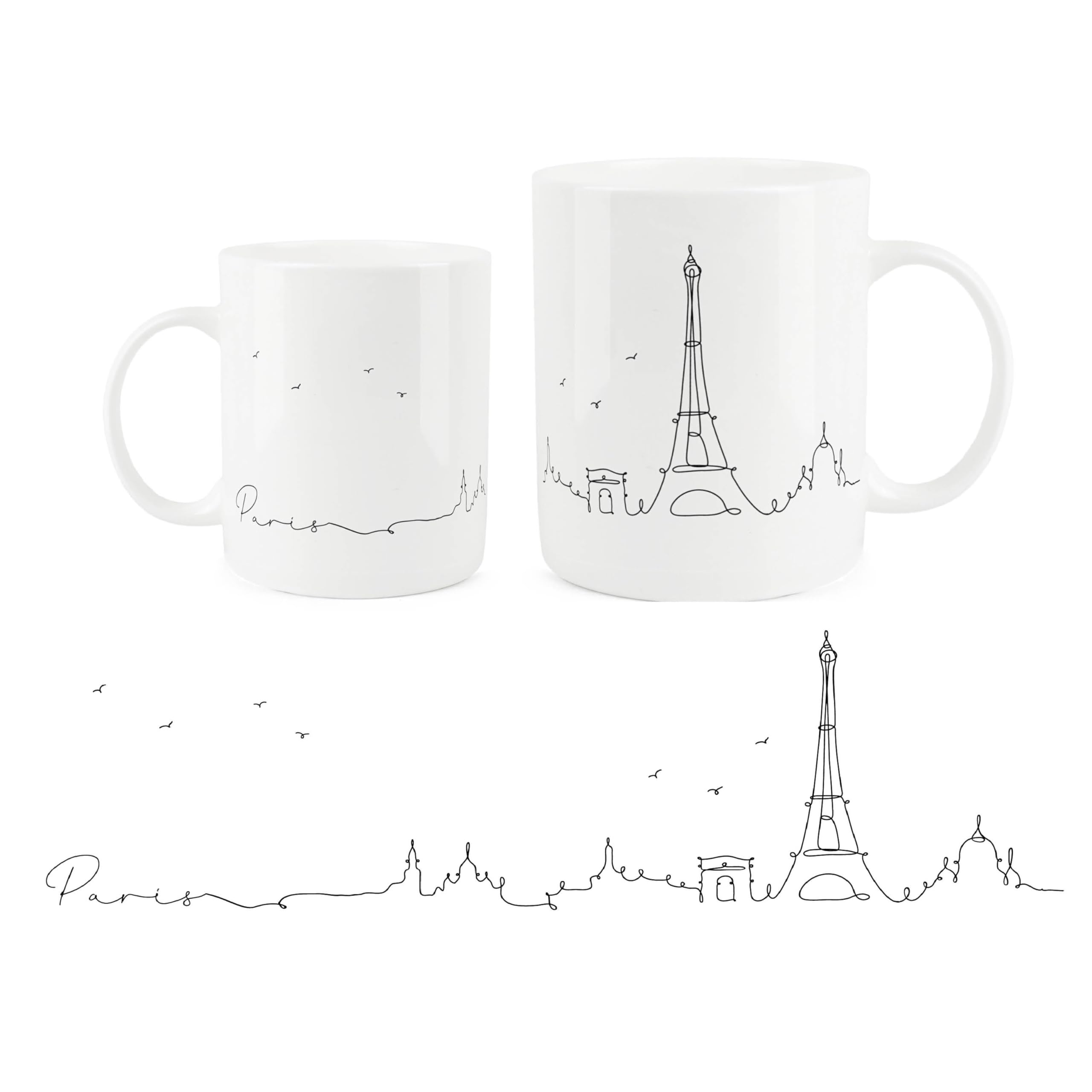Purely Home Paris City Skyline Collection - Bone China Mug White Coffee/Tea Present Gift for Travel Lovers