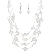 Layered Chunky Statement Necklace for Women Colorful Boho Beaded Necklaces and Earring Set Fashion Costume Jewelry for Women