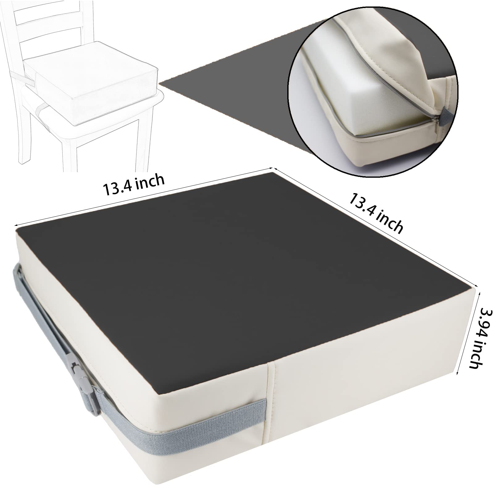Toddler Dining Table Booster seat, PU Washable Waterproof Double seat Belt Non-Slip Bottom Booster seat for Dining Toddler, Portable Travel Increase Cushion
