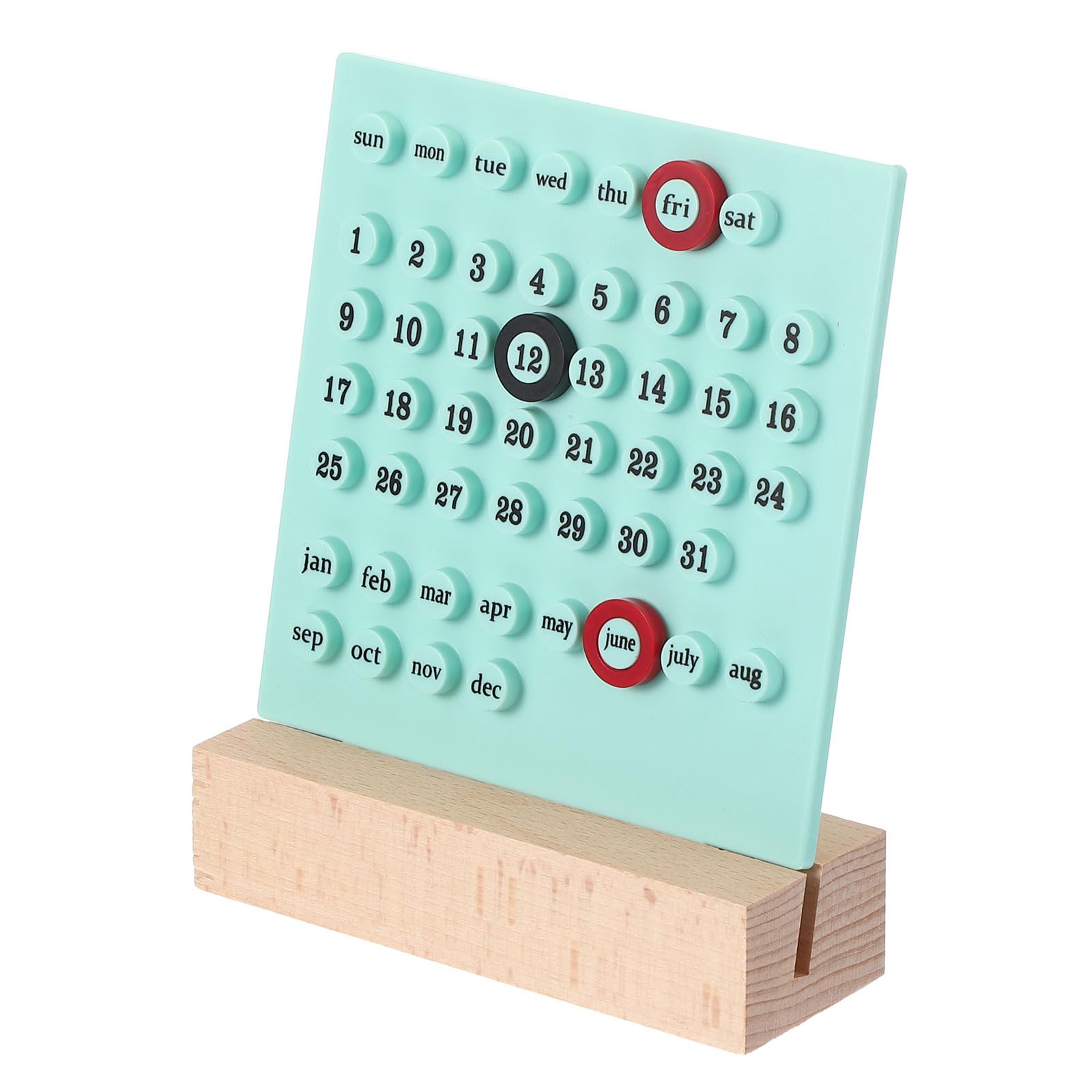 PATIKIL Wood Perpetual Calendar, Desktop Acrylic Calendar Stand Wooden Month Week Date Display for Desk Shop Office Home Decoration, Light Green