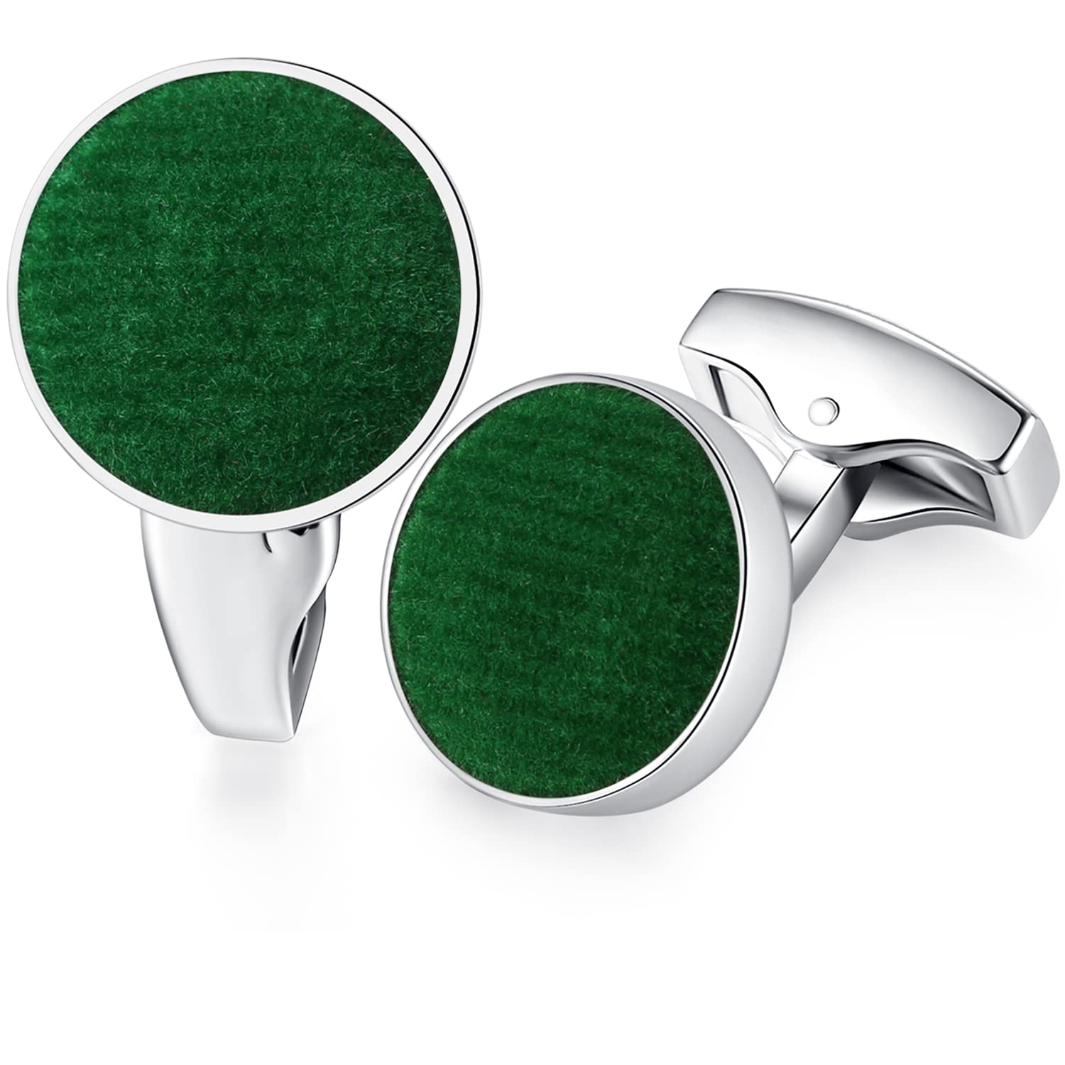 HONEY BEAR Cotton Fabric Valvet Cufflinks for Mens Shirt,for Business Wedding Gift (Green)