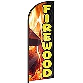 Firewood Feather Flag for Business Advertising 6 FT Swooper Flag for Storefronts Retailers Shops Food Trucks Events and Fairs (Flagpole Not Included)