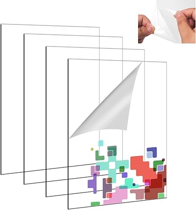 Svalor 4 Pcs A4 Clear Acrylic Sheets 1mm Protective Film Square 297 x 210mm