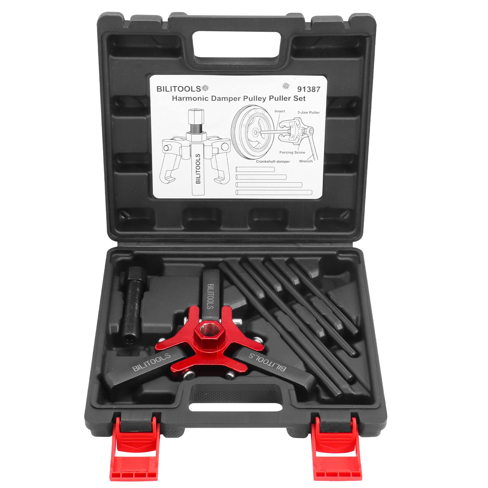 BILITOOLS Harmonic Balancer Puller/Installer Set, Upgraded 3-Jaw Pulley
