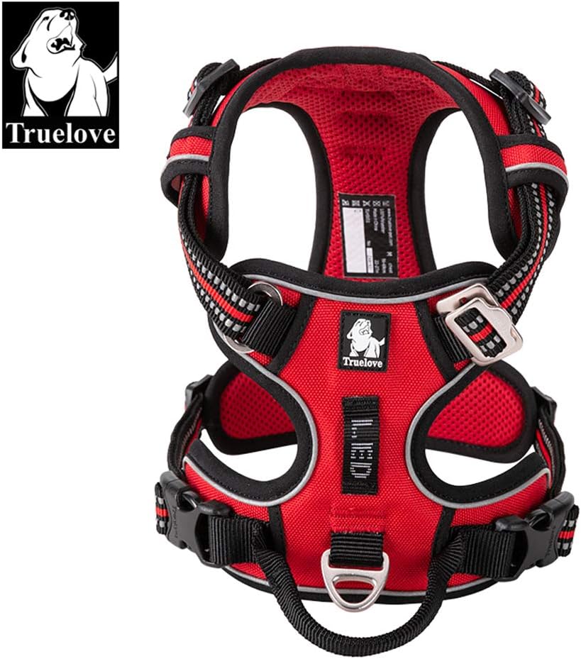 Dog Harness No Pull Adjustable Reflective Step-in Soft Nylon For Small Large Pet TLH56512(L, Red) - Image 3
