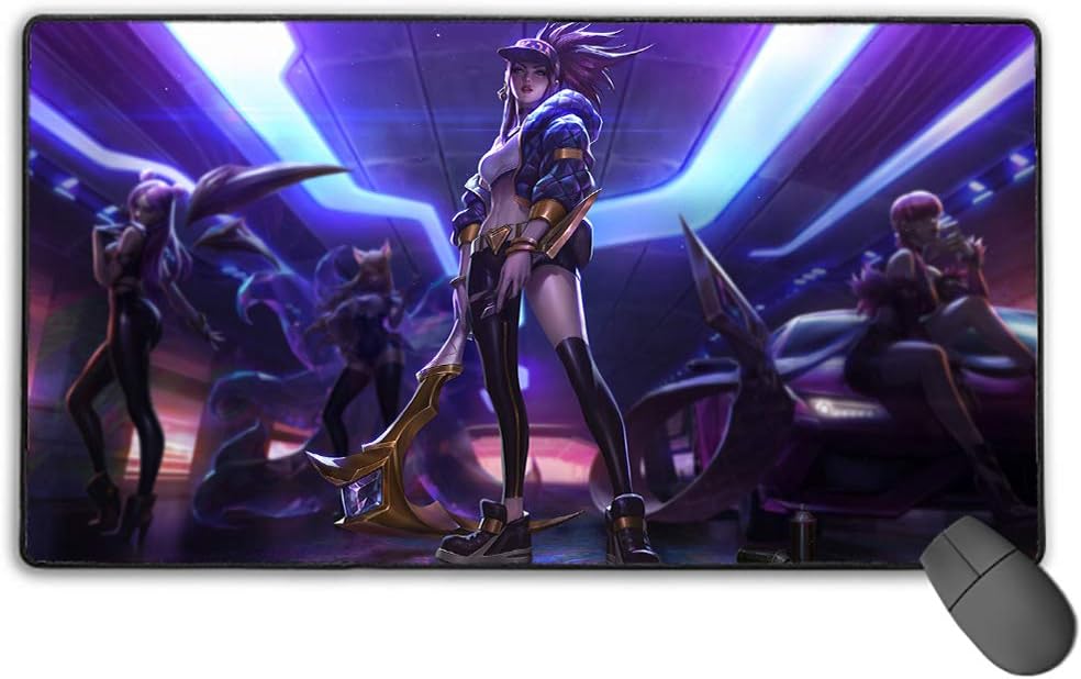 LOL Computer Mouse Pad for Pc Computer Laptop for League Legends Mouse pad XL 11.8 x 31.5 x 0.12 inch in （Akali）