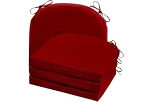 cozyide Outdoor Chair Cushions, Waterproof Patio Seat Cushions with Adjustable Straps, Round Corner Patio Chair Cushions for Garden, Burgundy, 17x16x2 Inch (Pack of 4)