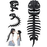 Sachie Dinosaur Skeleton Costume for Kids, Dinosaur Toys for Kids 5-7 3-5 | 3D Dino Realistic Spinosaurus Cozy Plush with Skull & Spine,Themed Cosplay Props for Halloween & Parties （Black）