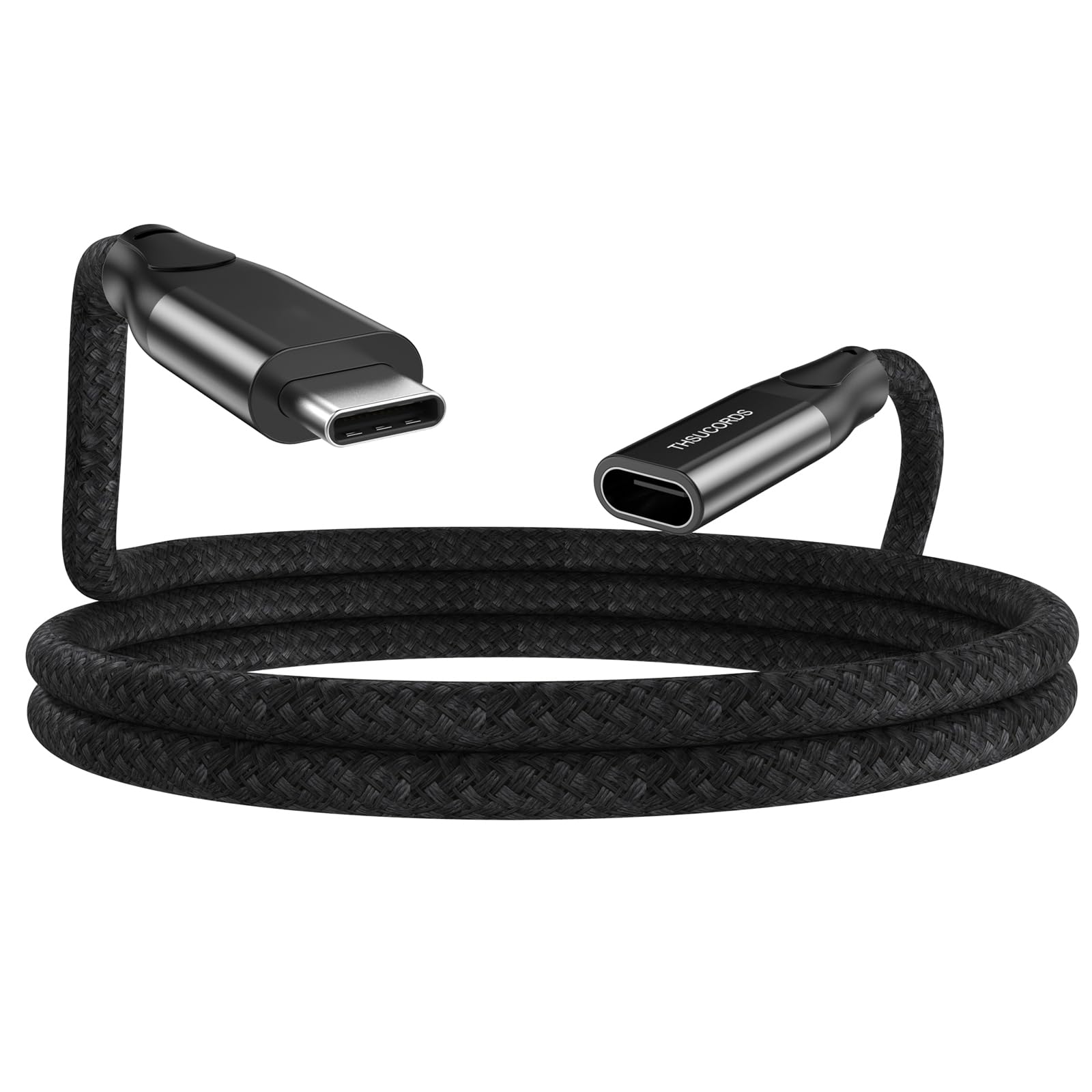 Thsucords 100W USB C Extension Cable 0.5M, 10Gbps USB C 3.2 Male to Female Cord Data Transfer 20V/5A Fast Charging Cable, 4K@60Hz Video Monitor Nylon Braided Cable