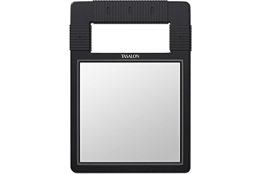 TASALON Hand Mirror, Handheld Mirror Unbreakable Shatterproof with Silicone Handle for Barber, Shower, Makeup and Salon – Black