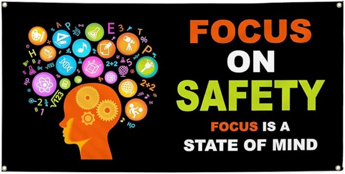 Amazon Com Vinyl Banner Sign Focus On Safety Black Orange