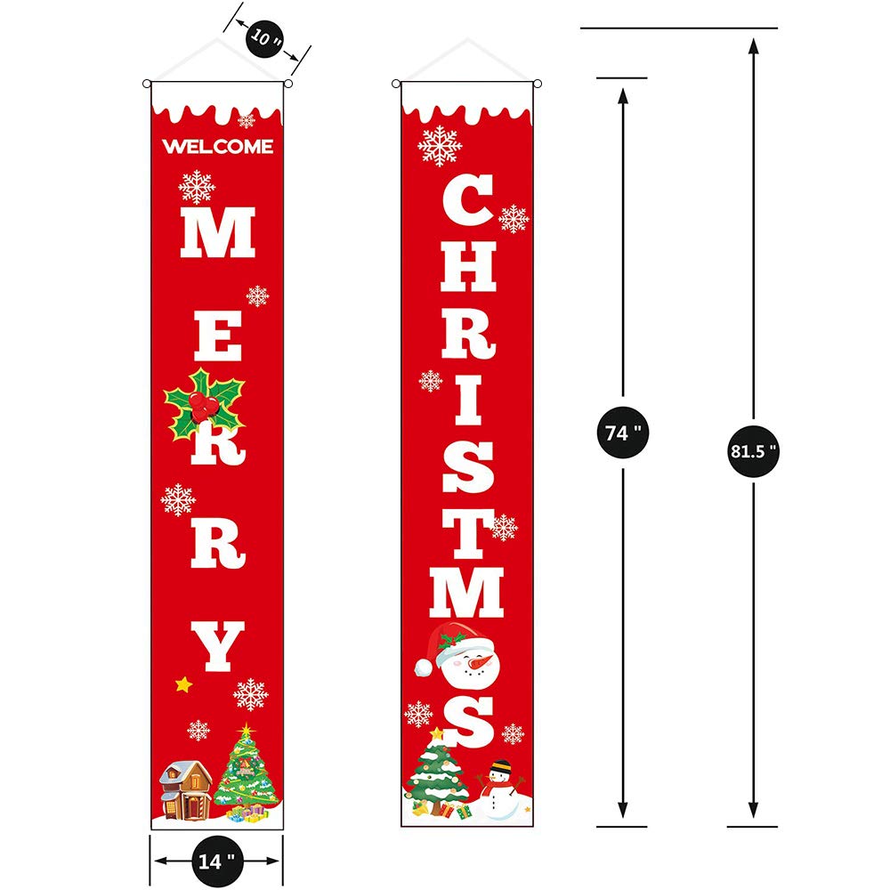 sunvito Decorazioni di Natale Outdoor Indoor, 2 Pezzi di Benvenuto Buon Natale Portico Segno Banner Door, Benvenuto Decorazioni per Porta di Natale Decor (Christmas)
