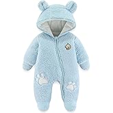 flower frail Newborn Baby Bear Onesie Snowsuit Winter Footie Fleece Romper Hooded Jumpsuit Infant Coat for Girls Boys 0-12M