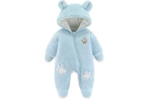 flower frail Newborn Baby Bear Onesie Snowsuit Winter Footie Fleece Romper Hooded Jumpsuit Infant Coat for Girls Boys 0-12M