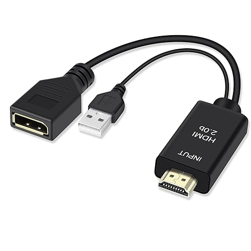 FERRISA 4K@60Hz HDMI to DisplayPort Cable Adapter/Converter with USB Power,  Male to Female HDMI to DP Adaptor for Monitor, Support