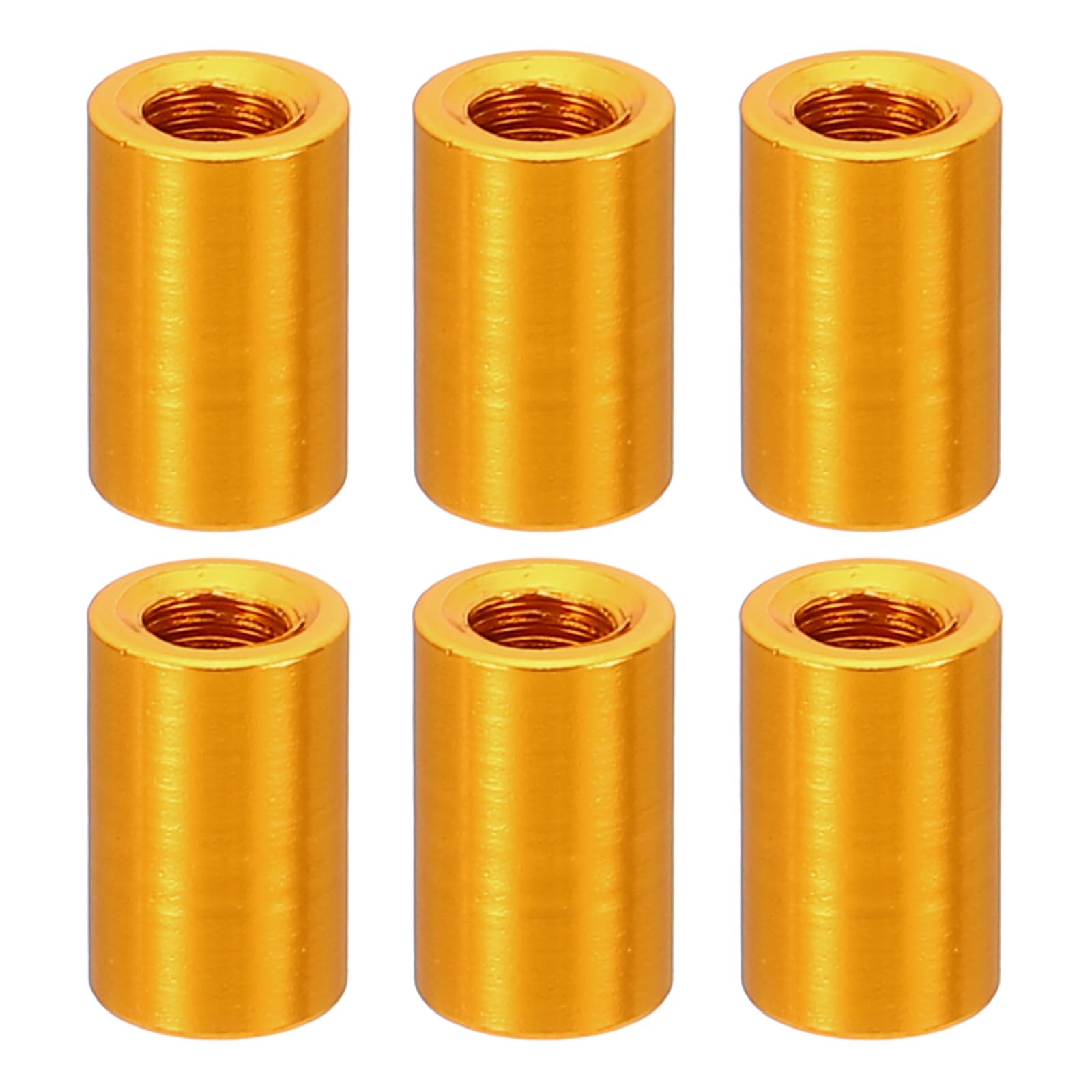 PATIKIL 6pcs M3 Metal Threaded Standoff Spacer Nuts, Round Aluminum Spacers Female Coupling Screws, 1/8" ID x 3/16" OD, Gold 3x5x8mm