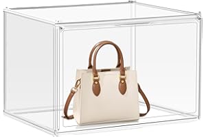 EDS FAM 1 Pack Size 14 Acrylic Shoe Box, X-Large Clear Storage Bins with Magnetic Lid Acrylic Display Cases Book Cosmetic Figures Collectibles Showcase, Shoe Box, Handbag Organizer