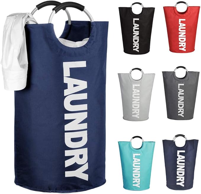 Mziart Großer faltbarer Wäschekorb, 82 l, mit Griffen aus Legierung