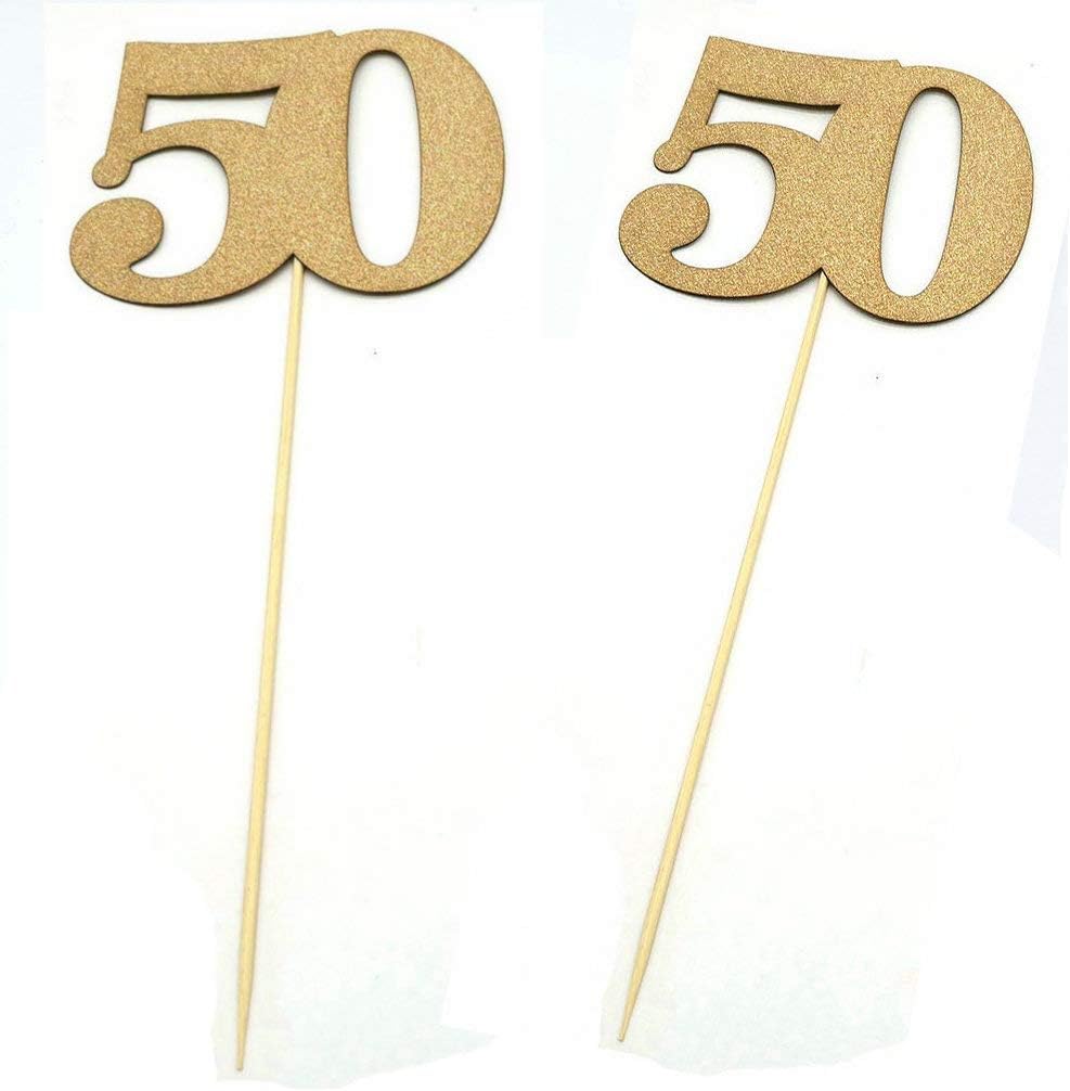 50th Centerpiece Sticks for 50th Birthdays Anniversaries College or High School Reunions or Company Celebrations and Galas Decorations Party Photo Booth Props 4CT (Champagne Gold): Health & Personal Care