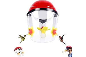 Hsmanchry Hummingbird Feeder Helmet | Hands-Free Outdoor Bird Feeder | 3 Spill-Resistant Ports | Adjustable Headband | Lightweight & Durable PVC, Yellow