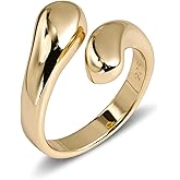 Desnuage Chunky Rings Adjustable Teardrop Minimalist Stackable Ring Statement Open Jewelry for Women Men