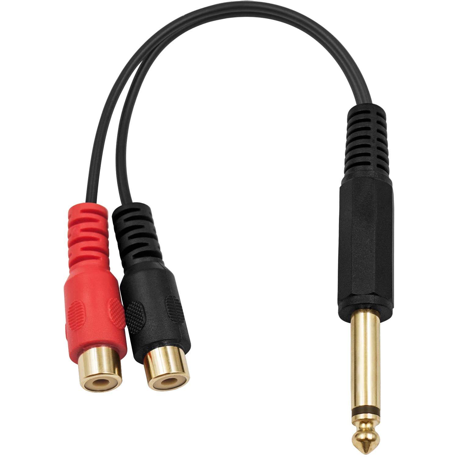 Maxhood RCA to 1/4 inch Adapter, 6.35mm Mono Audio Jack to 2RCA Splitter Cable, 1/4 inch Jack to RCA Adapter Cable Gold Plated for Audio Adapter for Mixer, Amplifer 20cm / 7.8inch