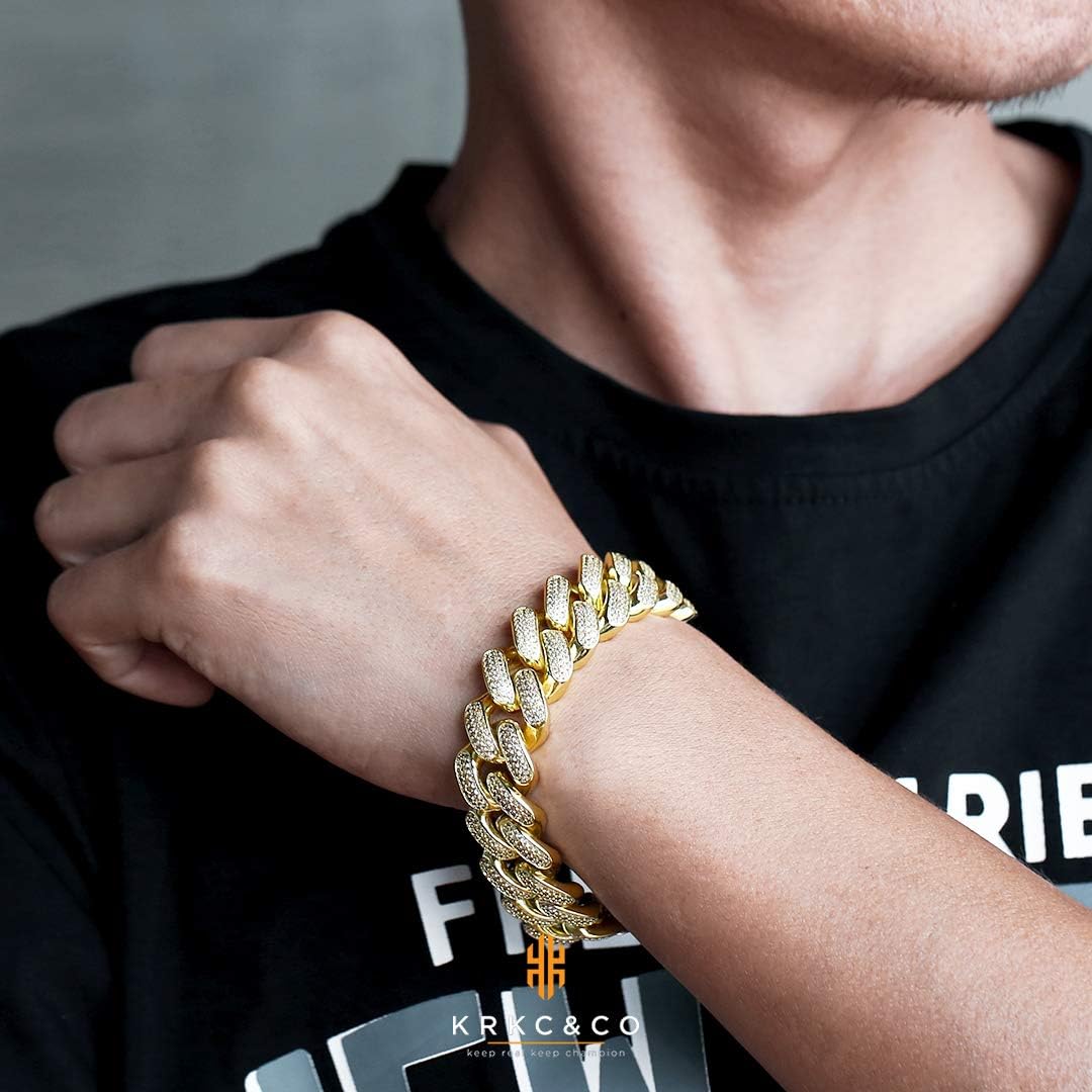 AYOUYA Cuban Armband Herren - 18K Gold/Silber Edelstahl Hip Hop Schmuck