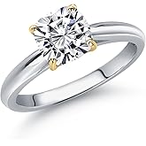 Gem Stone King 10K 2 Tone Gold IGI Certified Solitaire Engagement Ring For Women | 1.00 Cttw | Cushion | E-F Color | VS1-VS2 Clarity