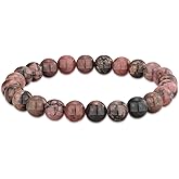 Crystal Vibe Rhodolite Crystal Bracelet for Love and Balance - 8mm Beaded Bracelet for Emotional Healing, Positivity and Protection -Chakra Bracelets Gifts for Women Men - Adjustable Size