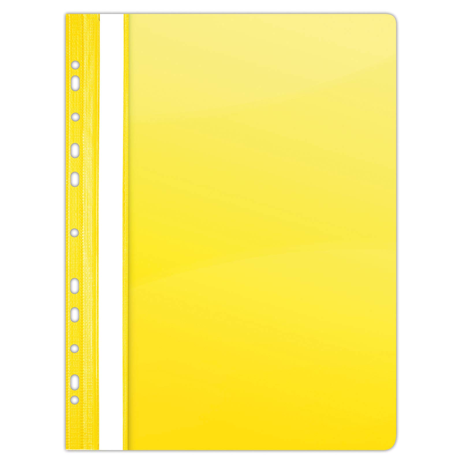 DONAU 1704001PL-11 Plastic File Folder Perforated A4 Yellow Transparent Folder Plastic Durable PVC Hard Crystal Clear Cover Sheet Clamp Folder for Office and School Euro Punching Pack of 10