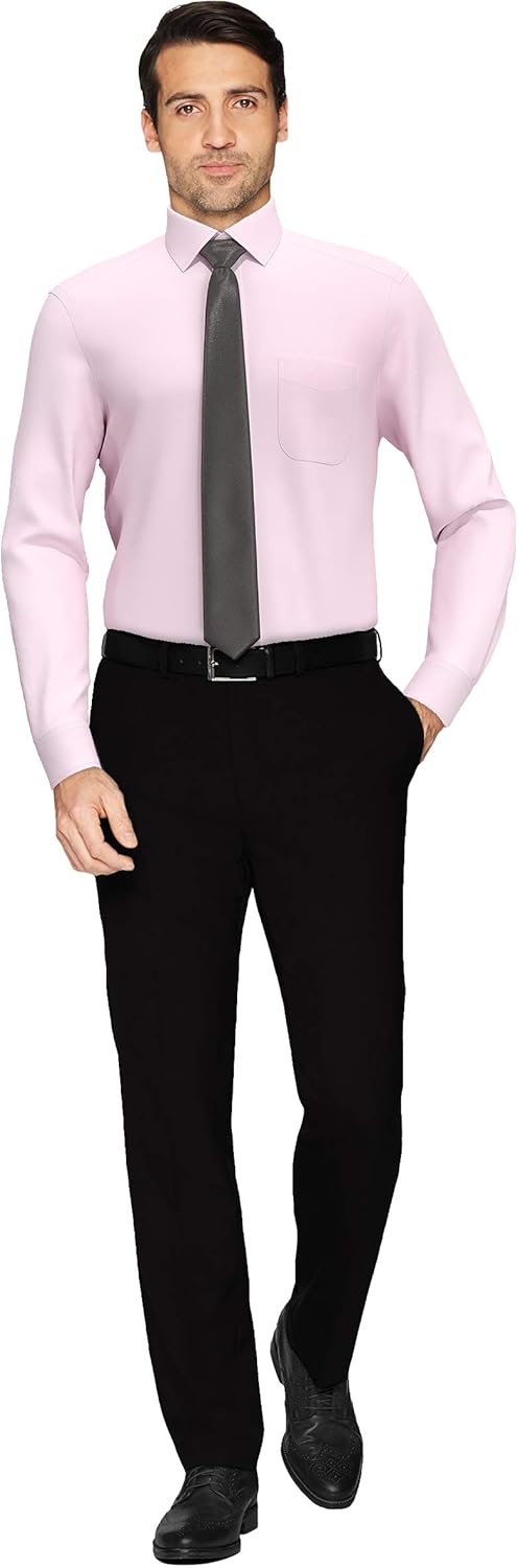 Buttoned Down Men's Standard Tailored-fit Spread Collar Solid Non-Iron Dress Shirt: Clothing