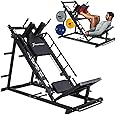 RUNFREELY 14-guade Steel Leg Press Hack Squat Machine for Home Gym, 4-in-1 Dual Frame Leg Machine Workout Equipment for Men and Women, Targeting Quads, Hams, Glutes, and Calves