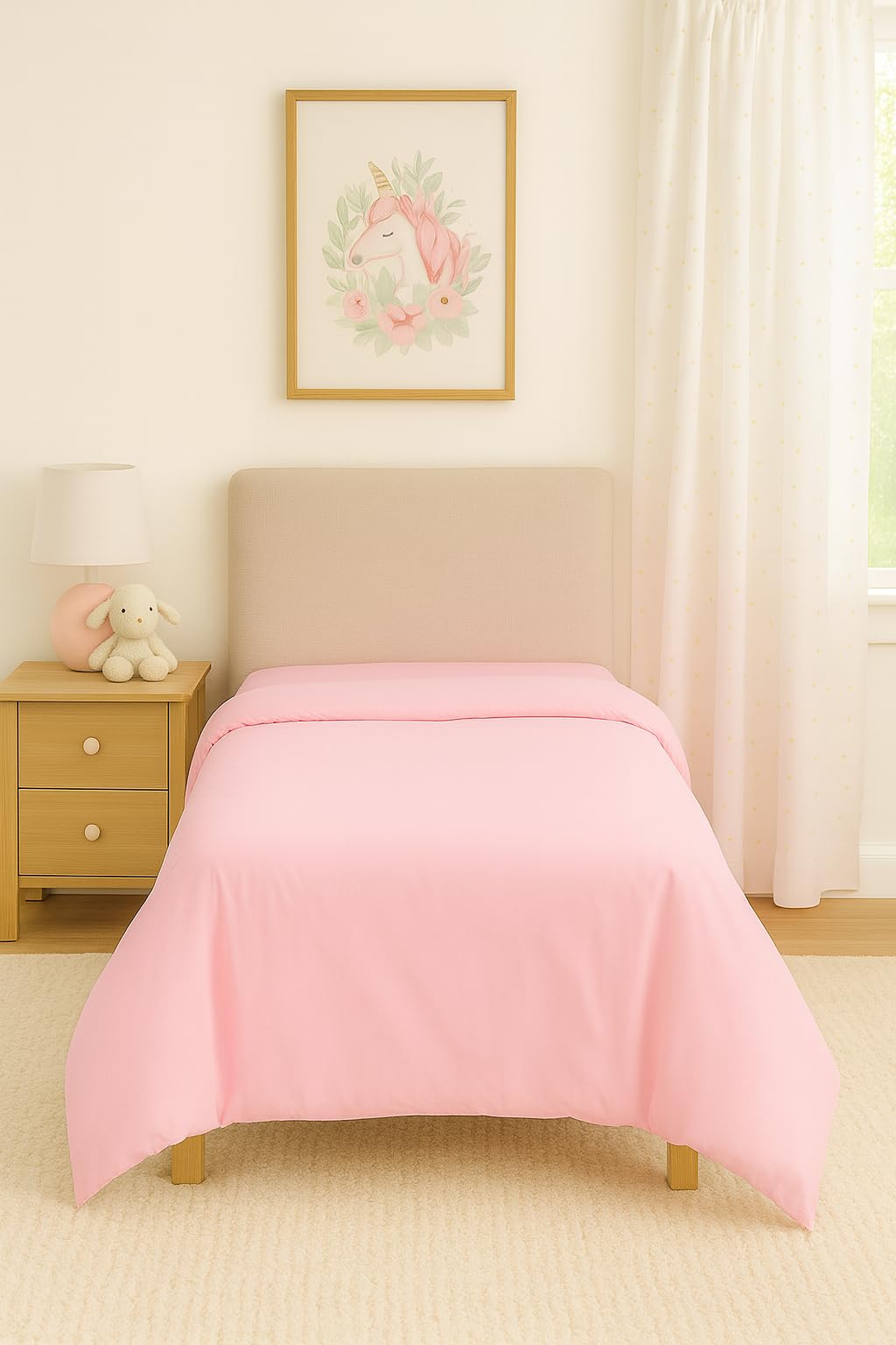 COMFORTNIGHTS, Flame Retardant Bed Linen Single Duvet Cover - Envelope End (Pink), certified to BS7175 Ignition Source 5+7, also known as Crib 7 or FR Source 7. — image 1
