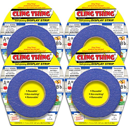 CLING THING Get-A-Grip Self-sticking DISPLAY STRIP - Blue - 4 Pack
